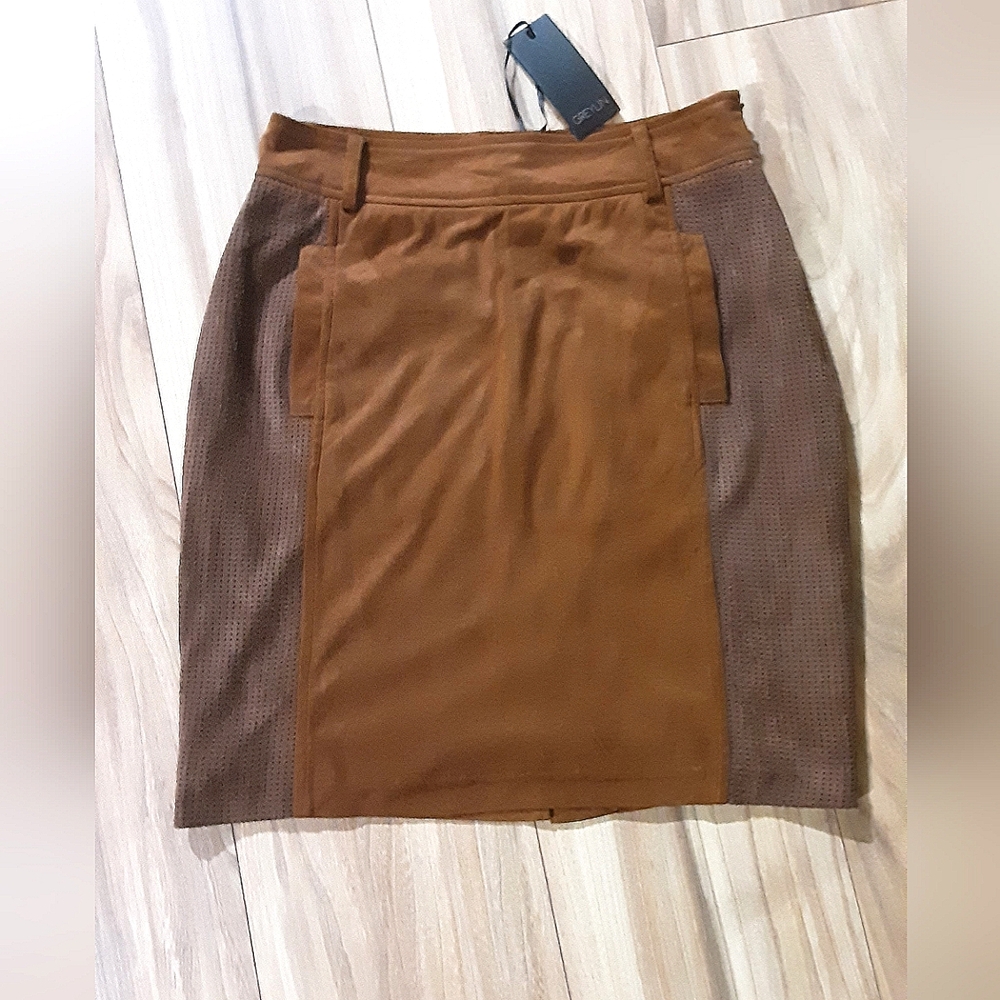 Greylin Brown Faux Suede Mini Skirt NWT.